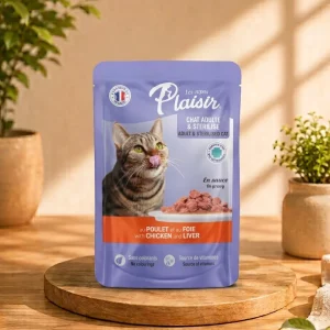 Plaisir cat chunks in gravy with chicken & liver