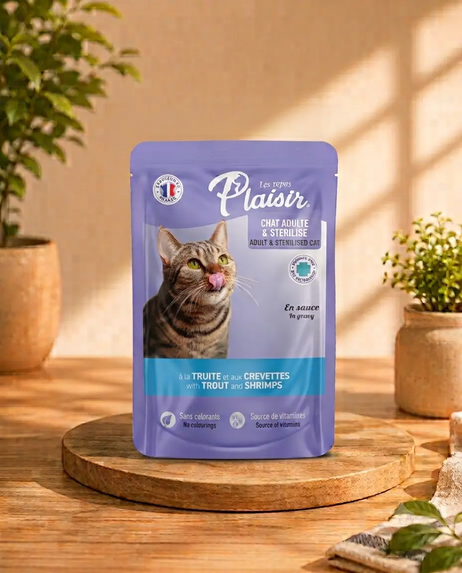 Plaisir cat chunks in gravy with trout & shrimps